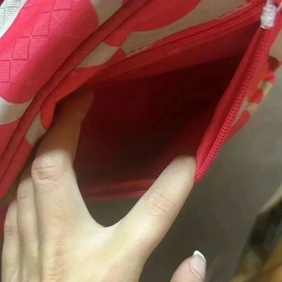 Thirty-One Mod Coral Polka Dot backpack Monogram M - Picture 2 of 10